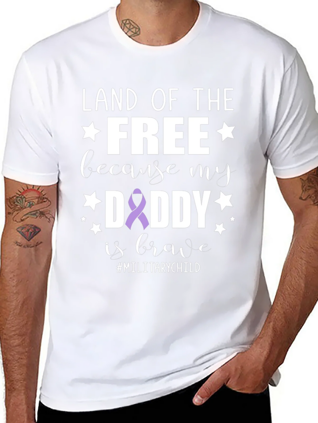 Land of the Free Daddy Military Child T-Shirt