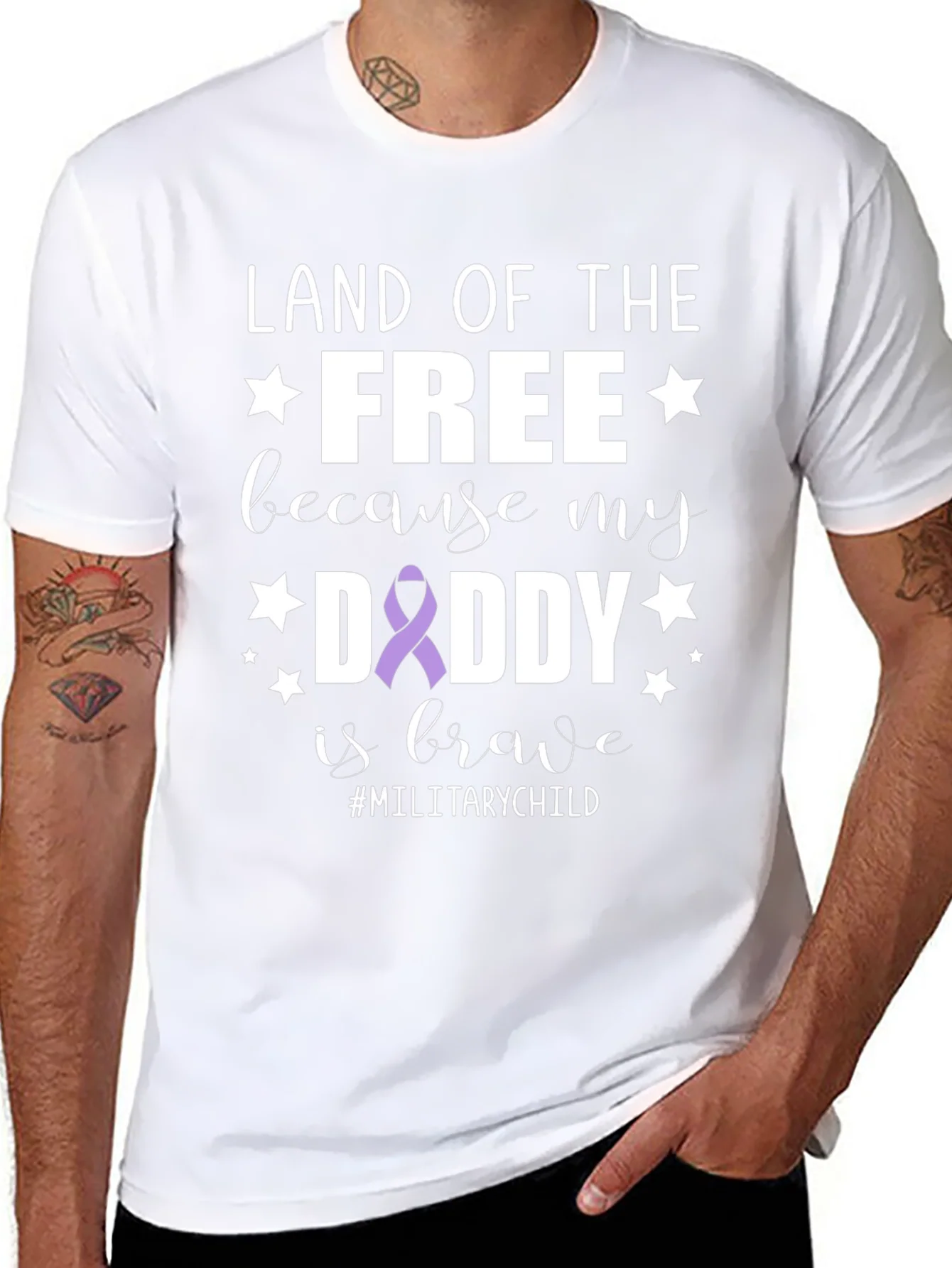 Land of the Free Daddy Military Child T-Shirt