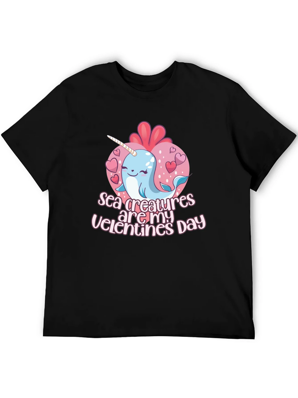 Sea Creatures Are My Valentines Day Black T-Shirt