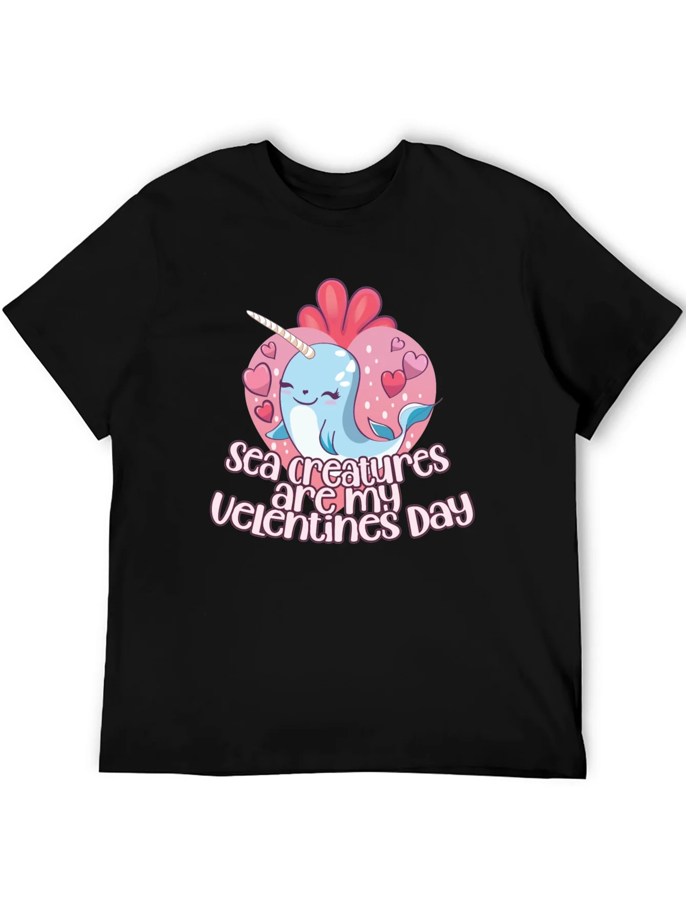 Sea Creatures Are My Valentines Day Black T-Shirt