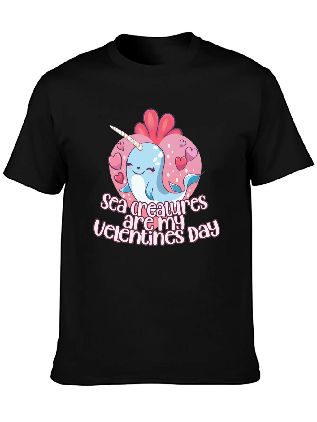 Sea Creatures Are My Valentines Day Black T-Shirt