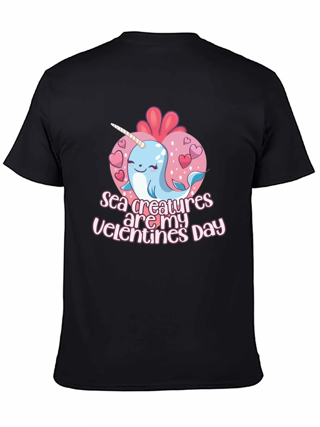 Sea Creatures Are My Valentines Day Black T-Shirt
