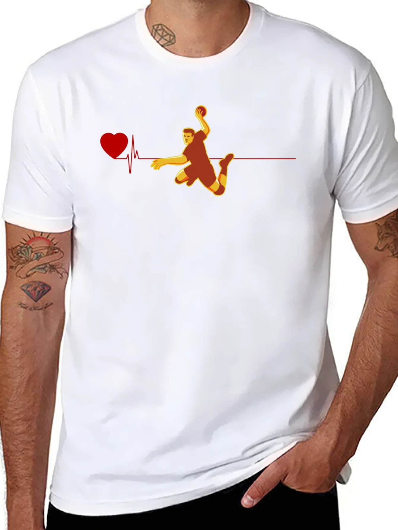 Handball Heartbeat Graphic Tee - Black