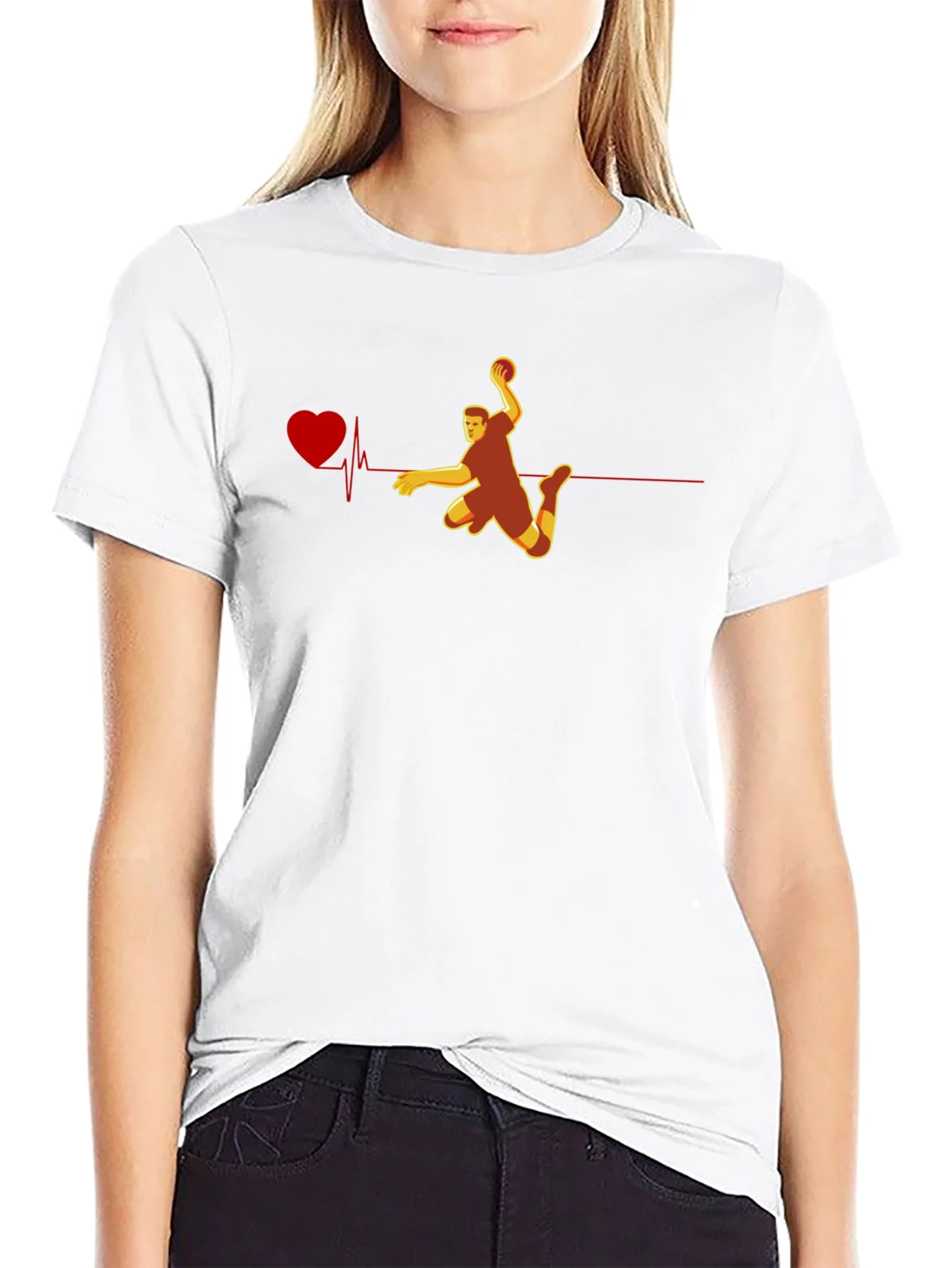 Handball Heartbeat Graphic Tee - Black