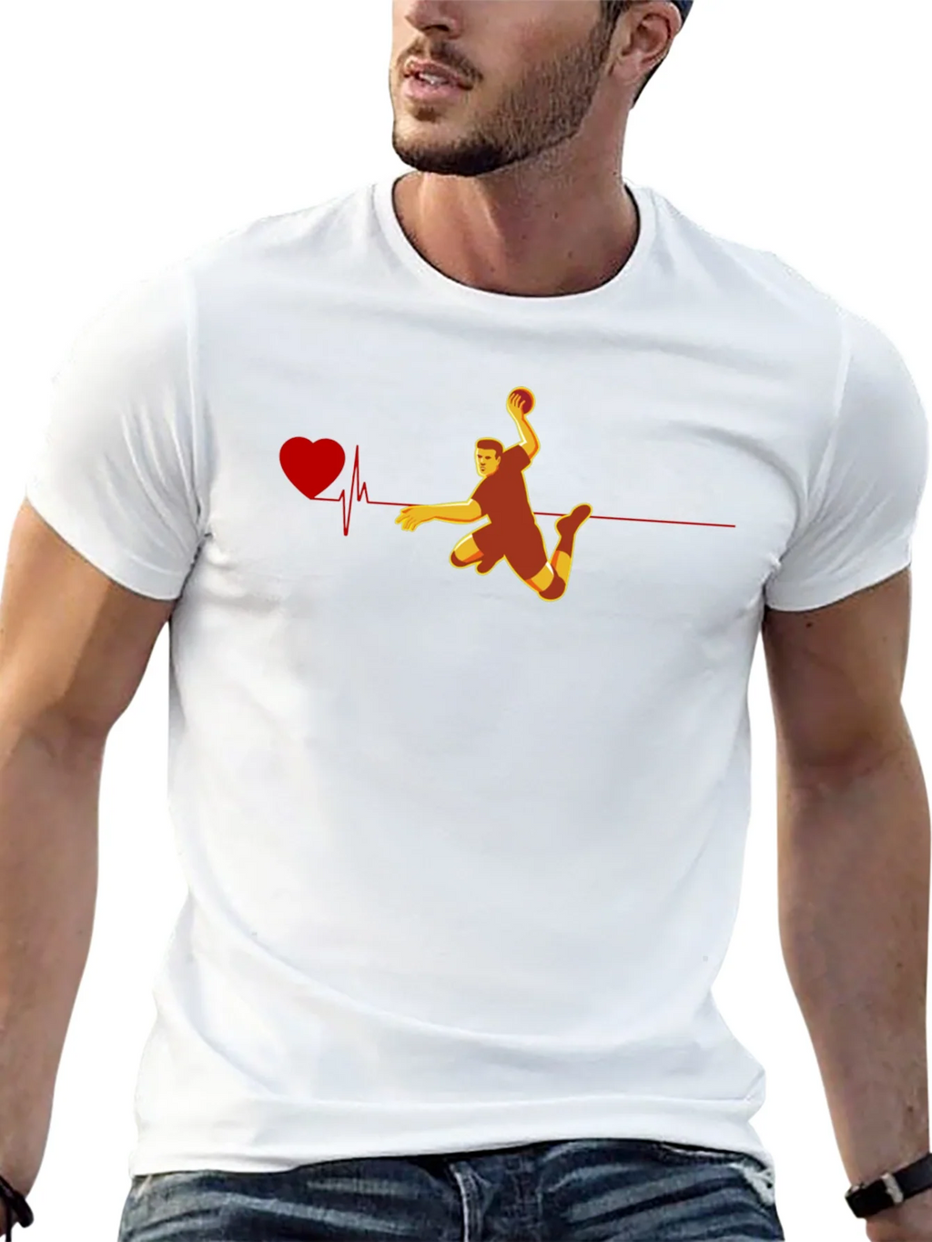 Handball Heartbeat Graphic Tee - Black