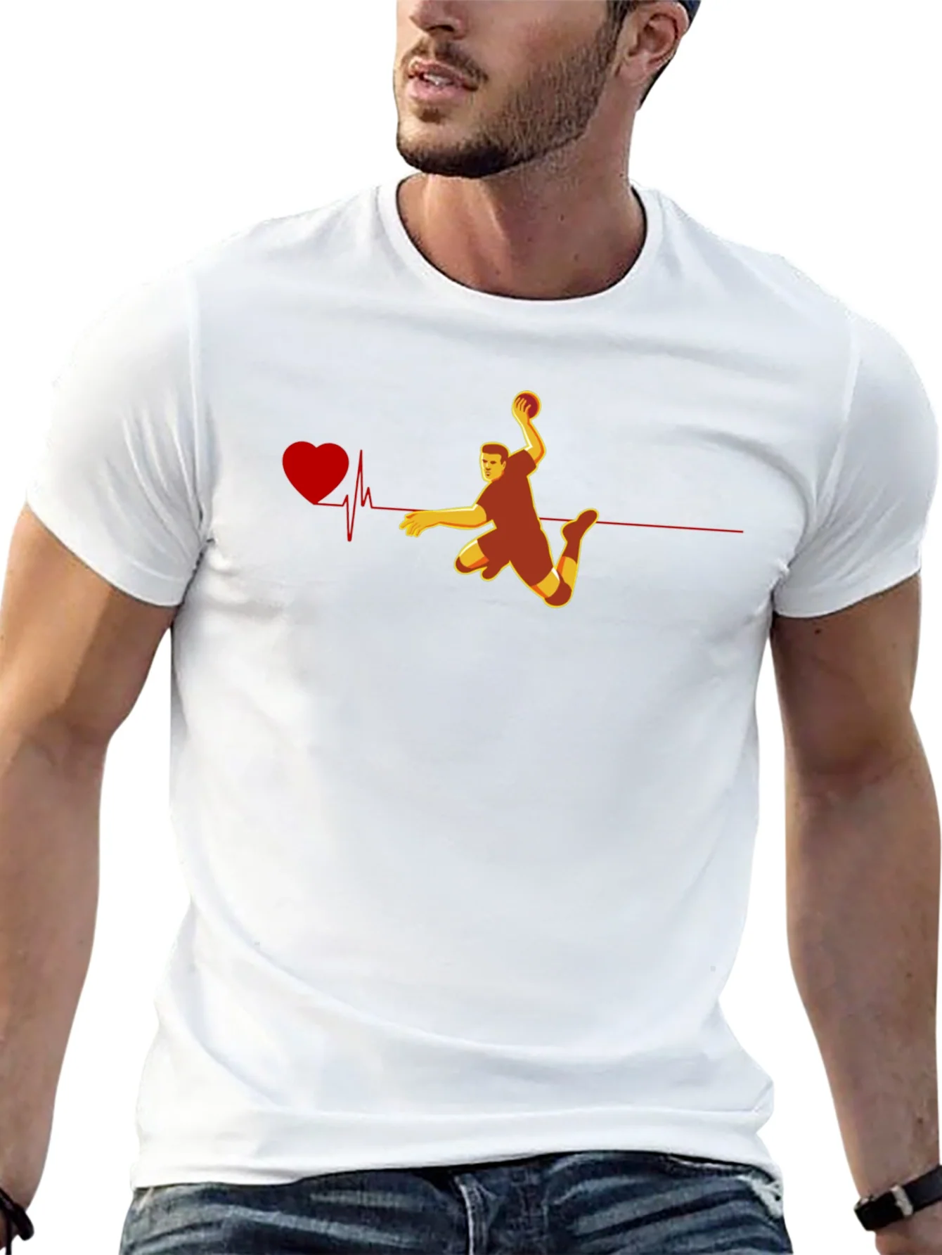 Handball Heartbeat Graphic Tee - Black