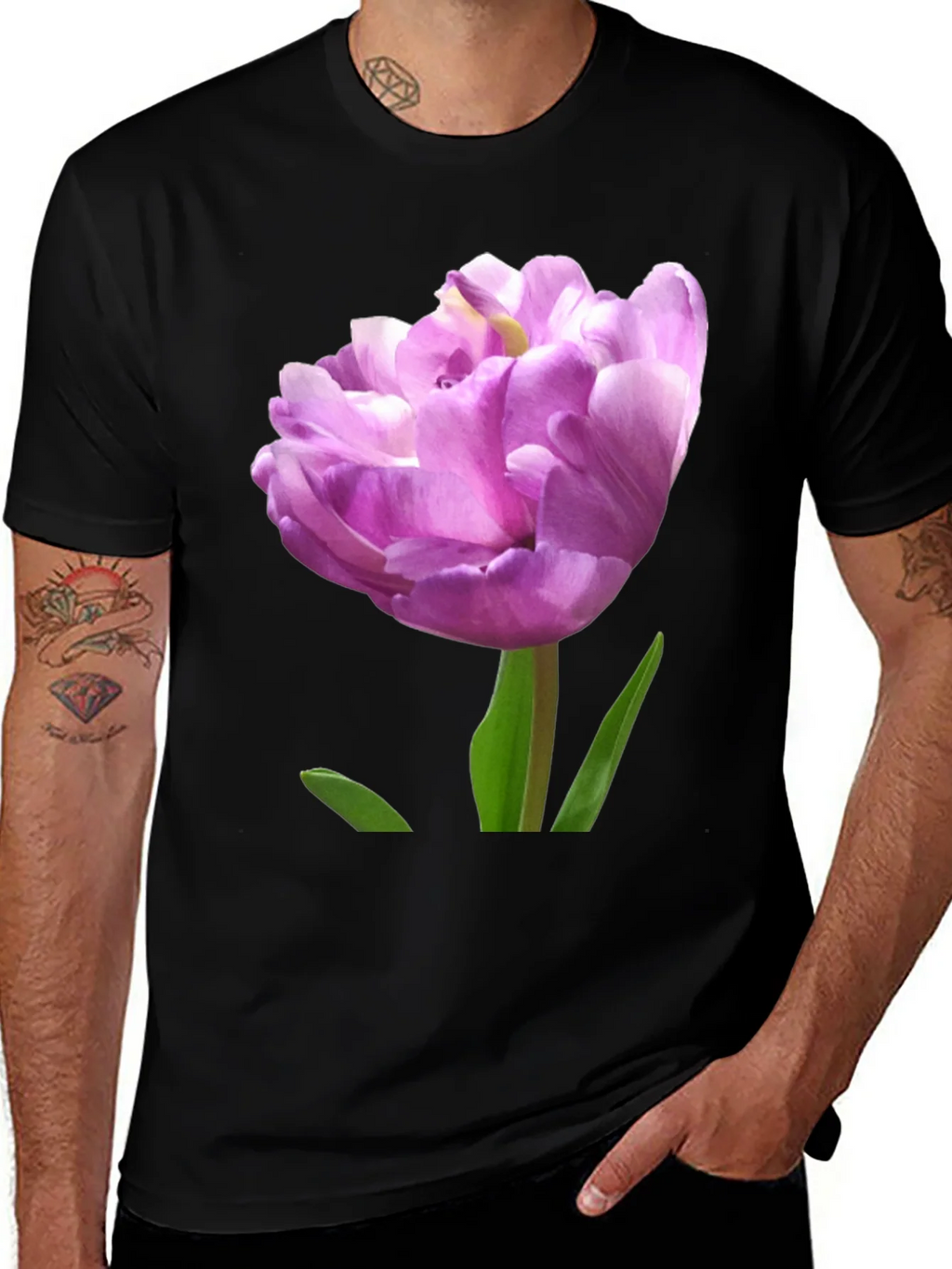 Floral Graphic Tee - Purple Tulip Design