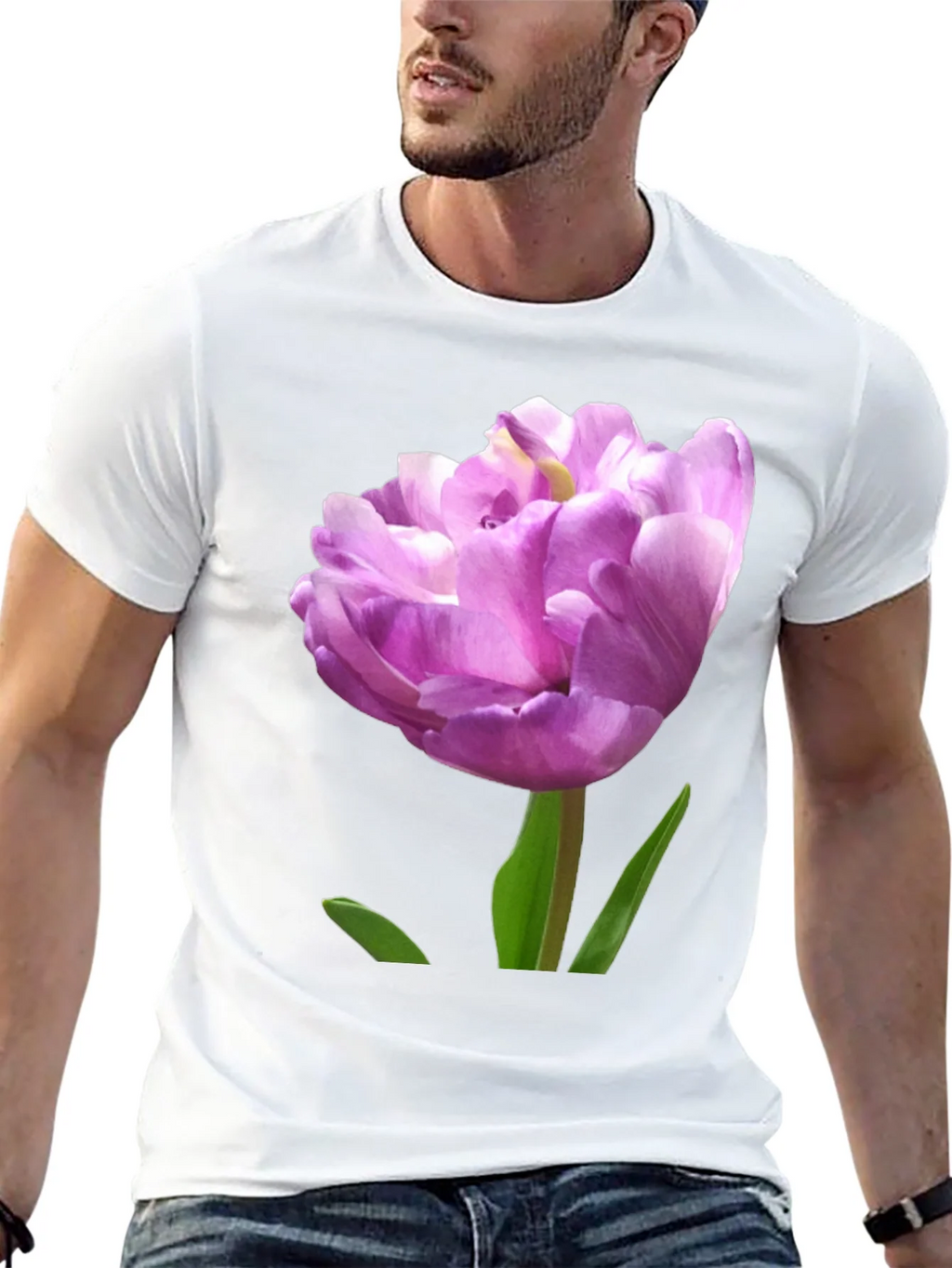 Floral Graphic Tee - Purple Tulip Design
