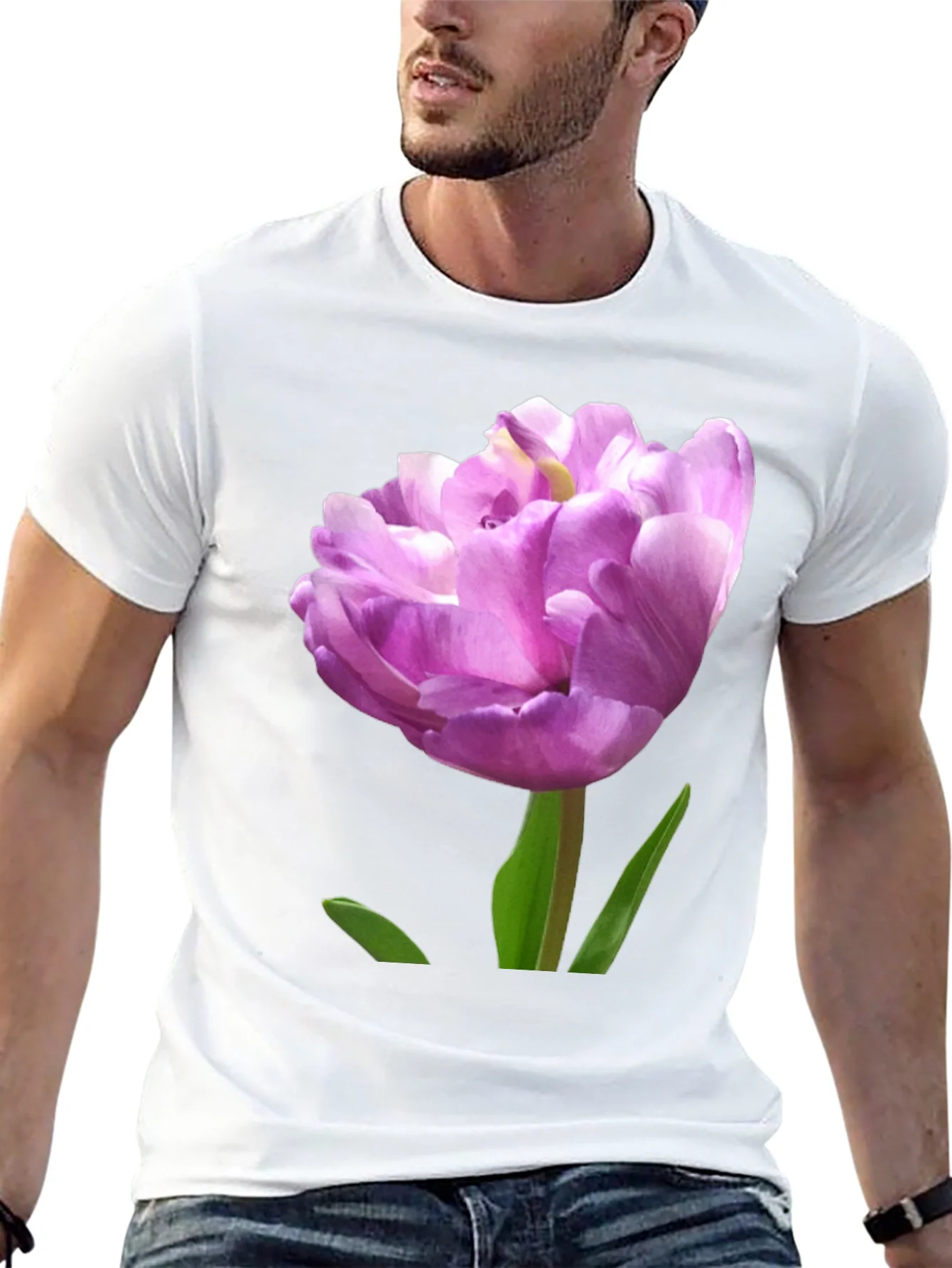 Floral Graphic Tee - Purple Tulip Design