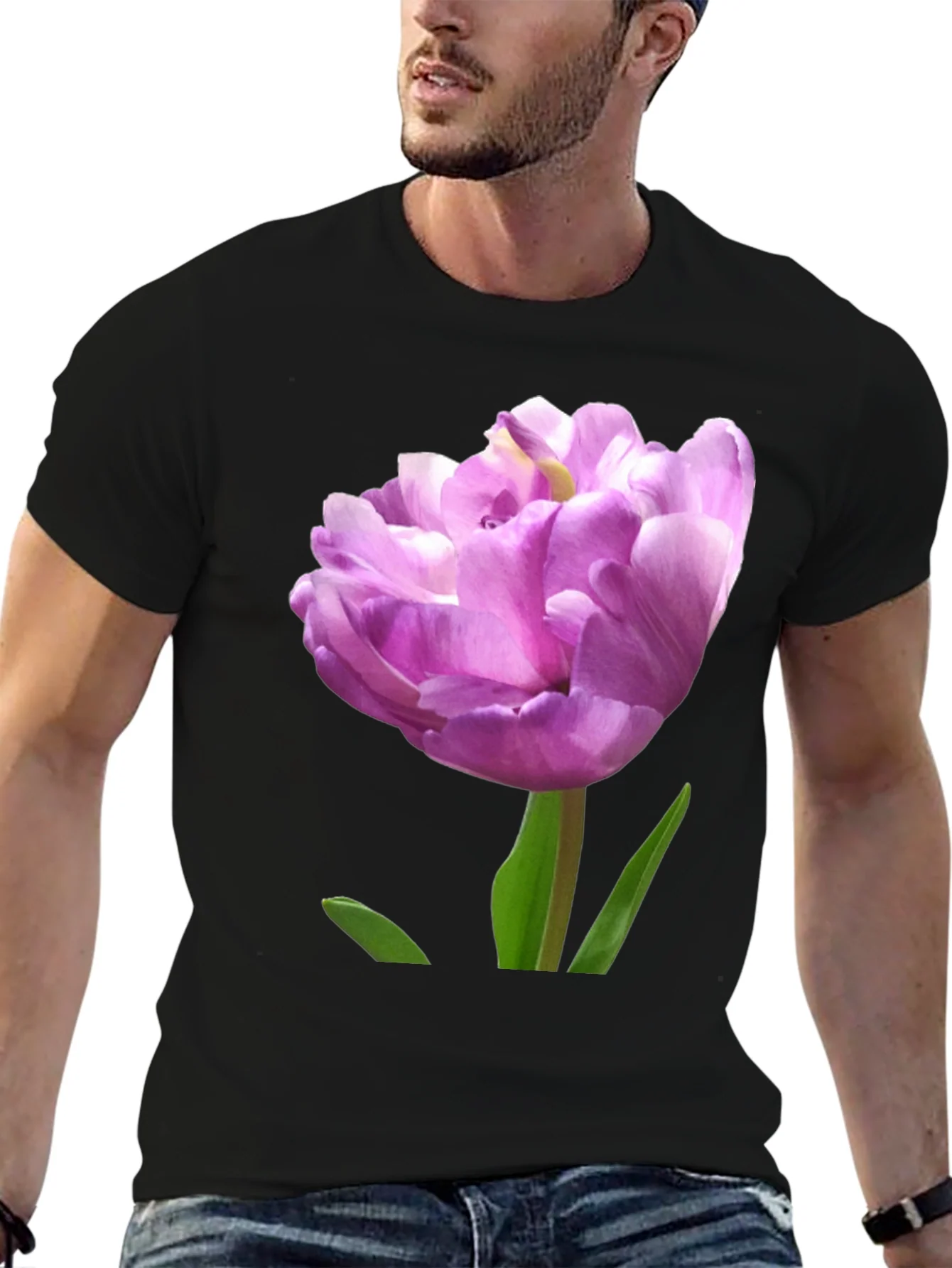 Floral Graphic Tee - Purple Tulip Design
