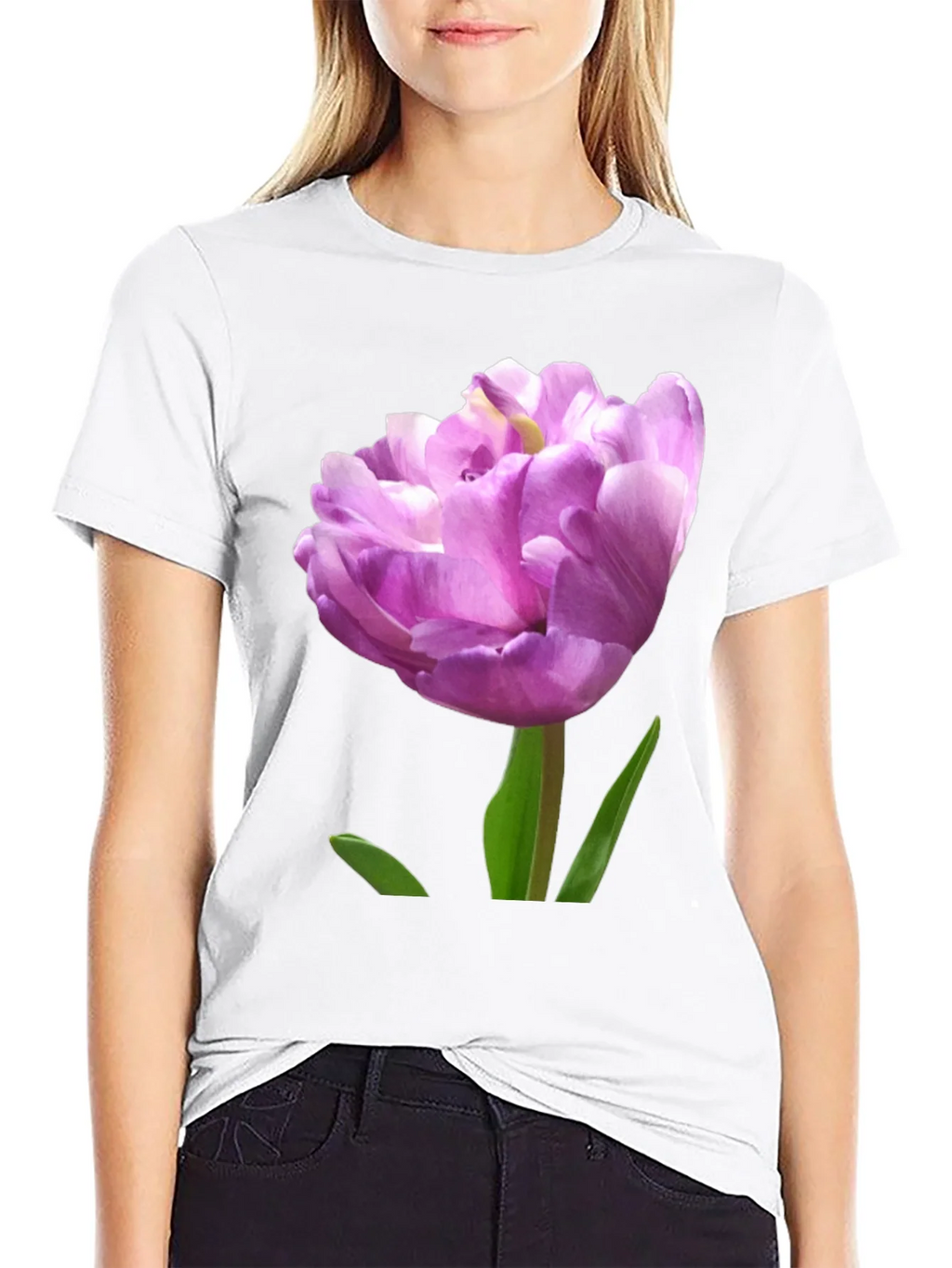 Floral Graphic Tee - Purple Tulip Design