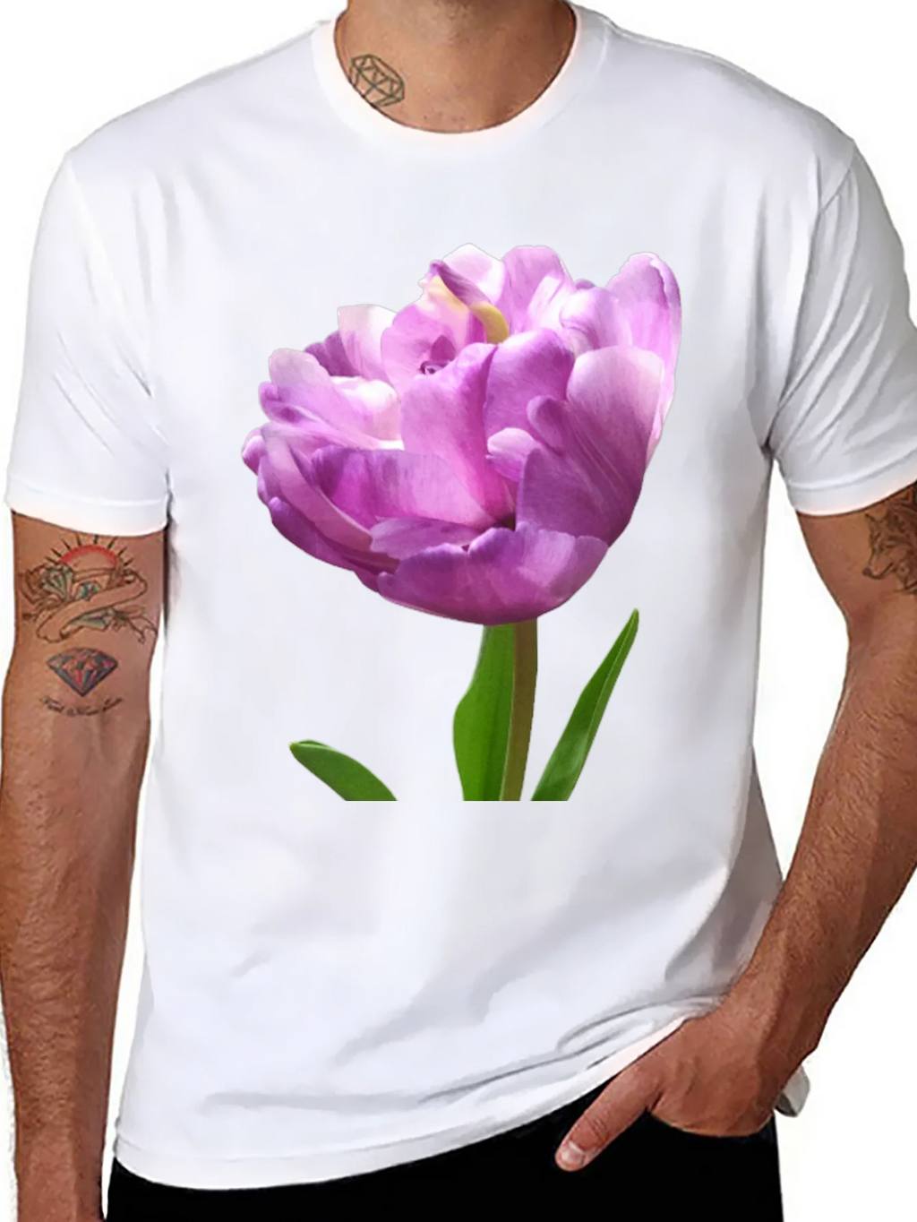 Floral Graphic Tee - Purple Tulip Design