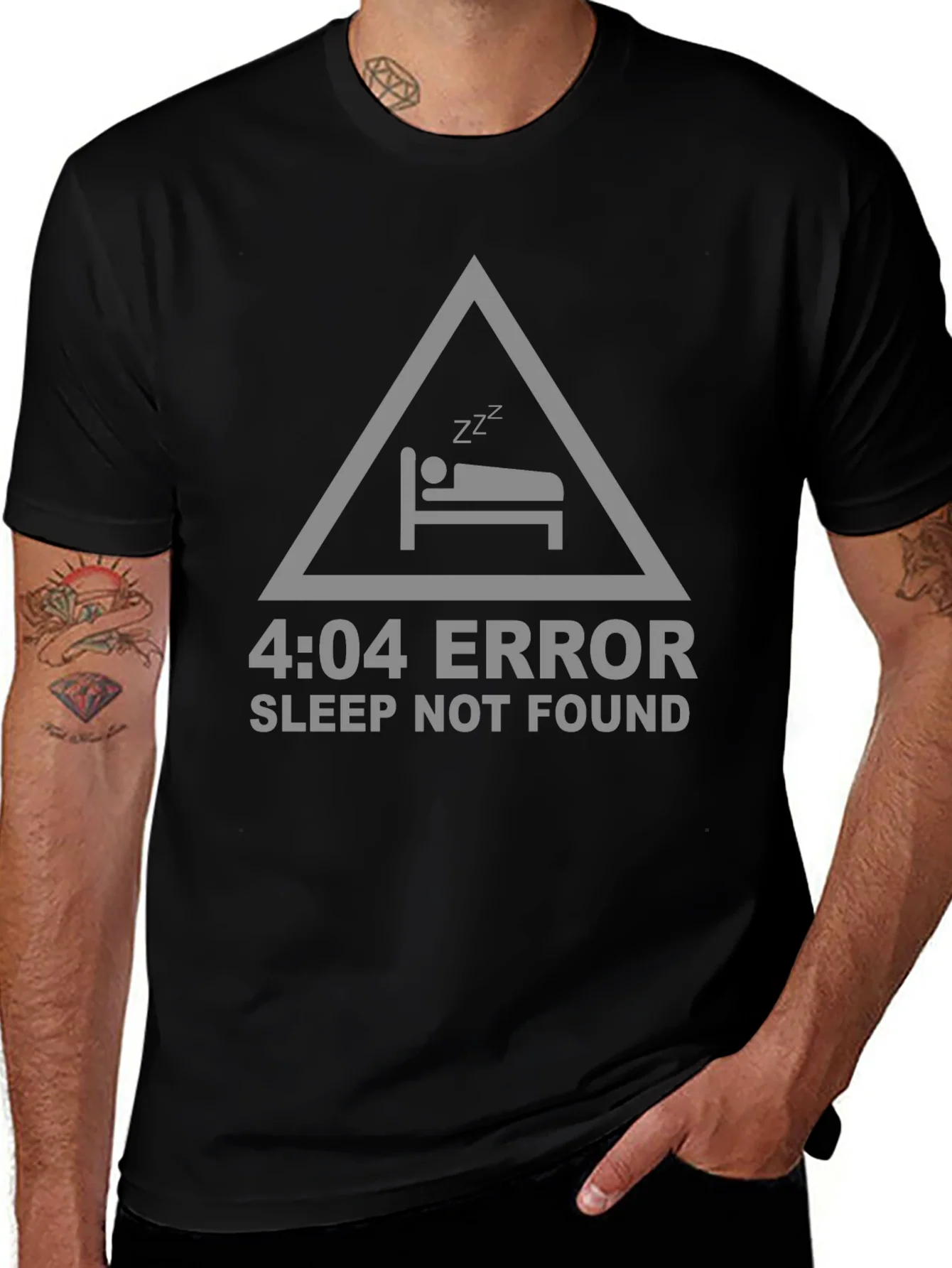 4:04 Error Sleep Not Found Black T-Shirt