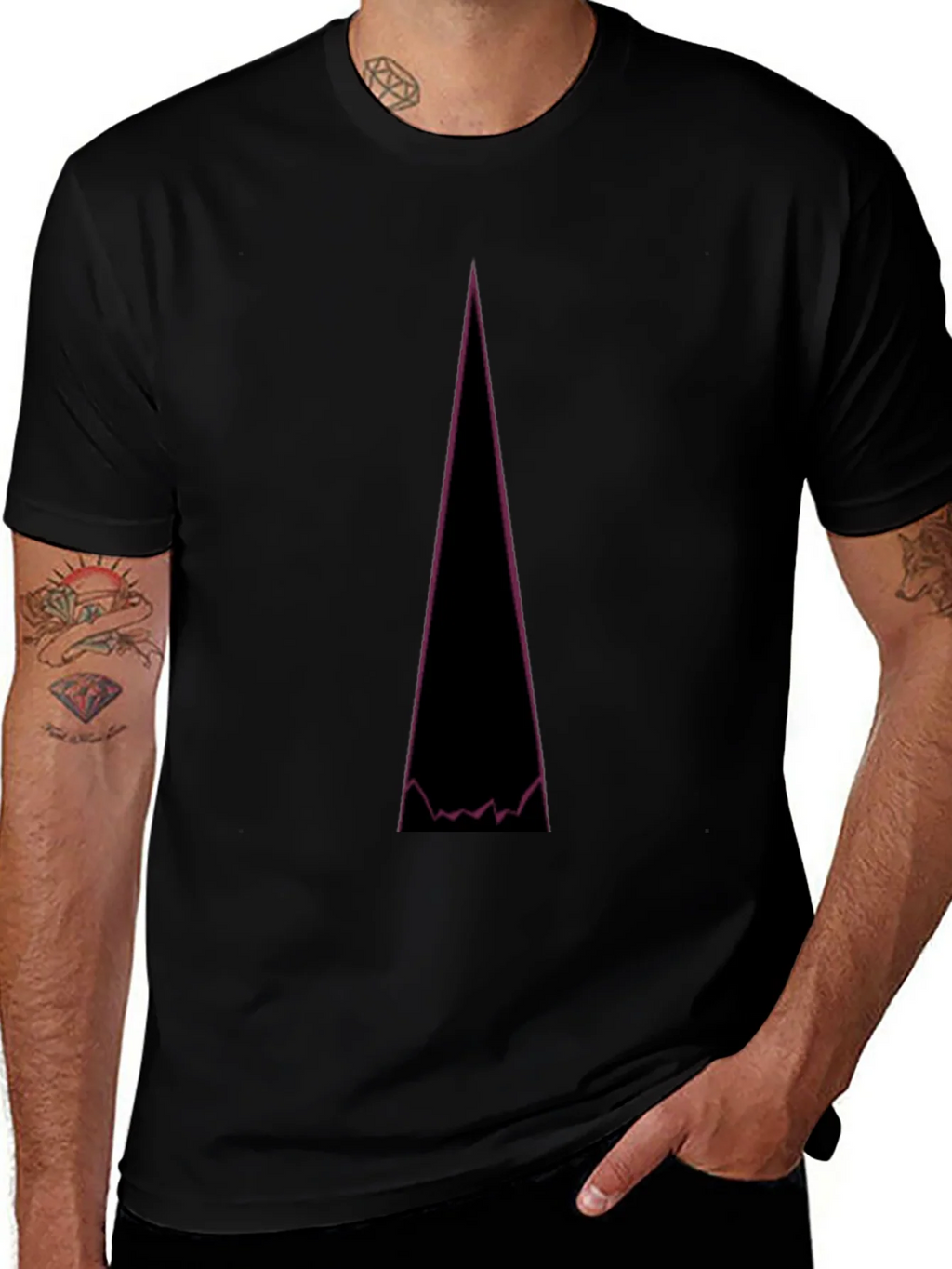 Abstract Mountain Peak Graphic Tee - Black