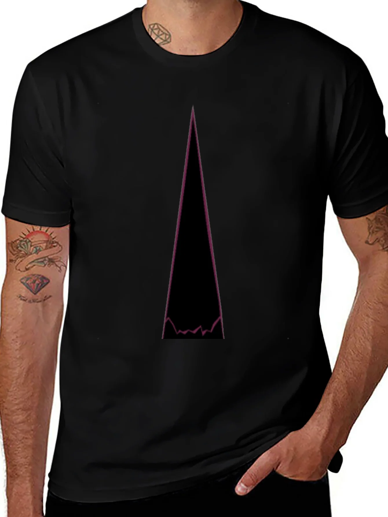 Abstract Mountain Peak Graphic Tee - Black