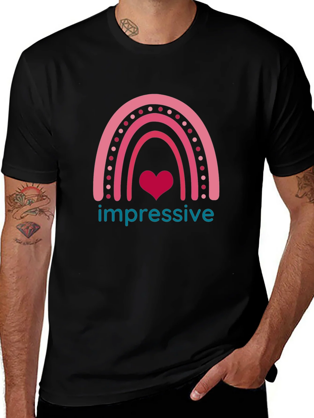 Impressive Heart Rainbow Graphic T-Shirt