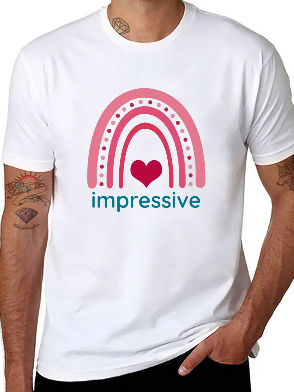 Impressive Heart Rainbow Graphic T-Shirt