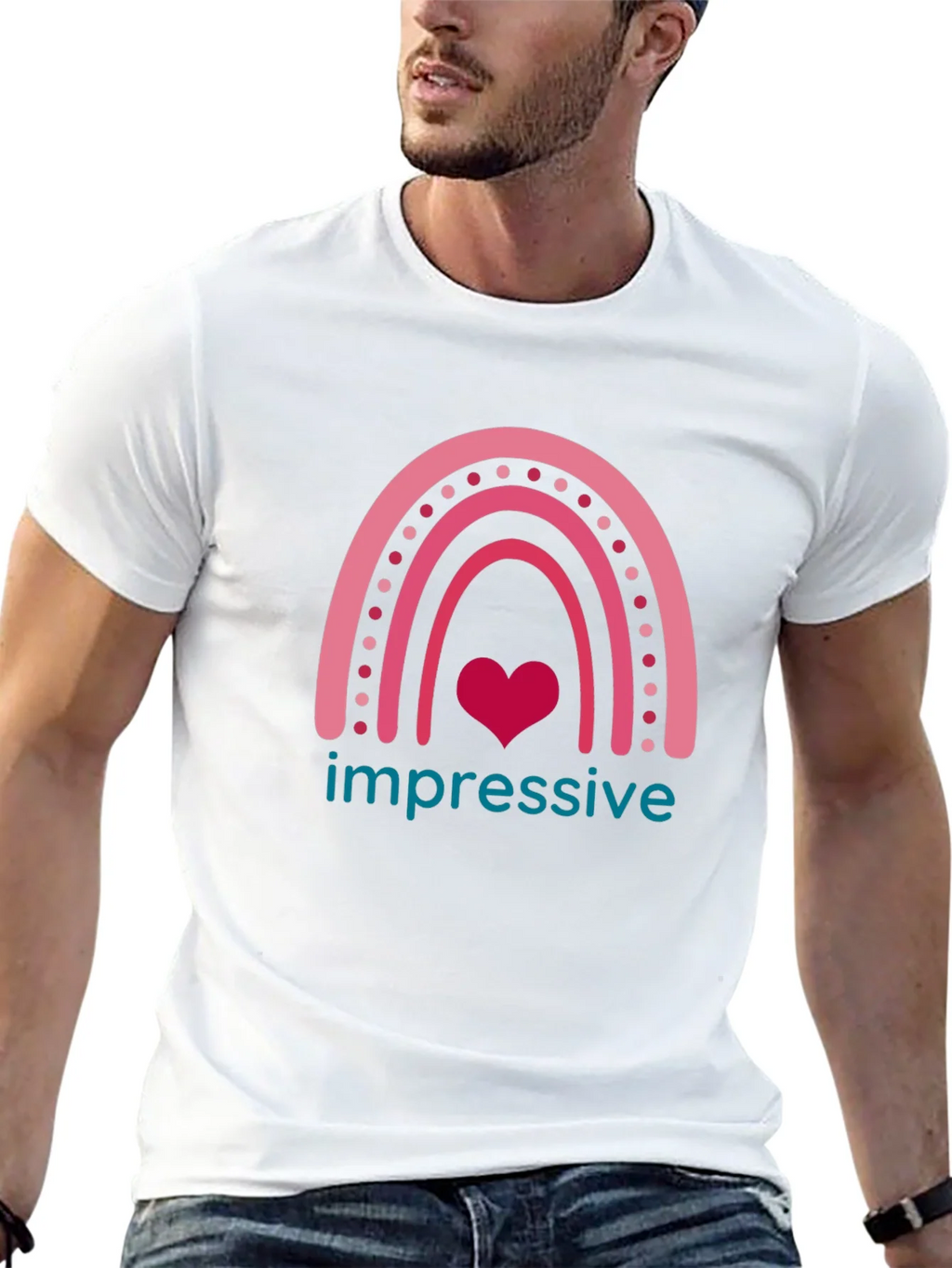 Impressive Heart Rainbow Graphic T-Shirt