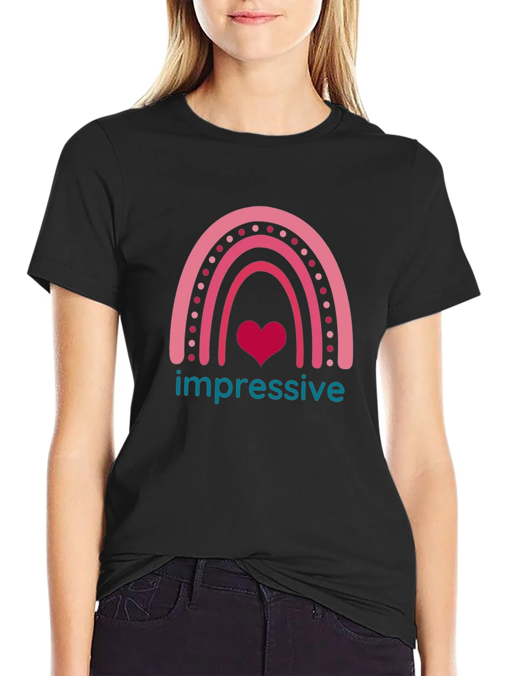 Impressive Heart Rainbow Graphic T-Shirt