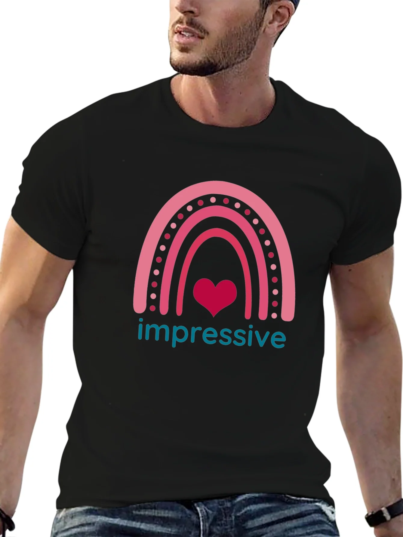Impressive Heart Rainbow Graphic T-Shirt