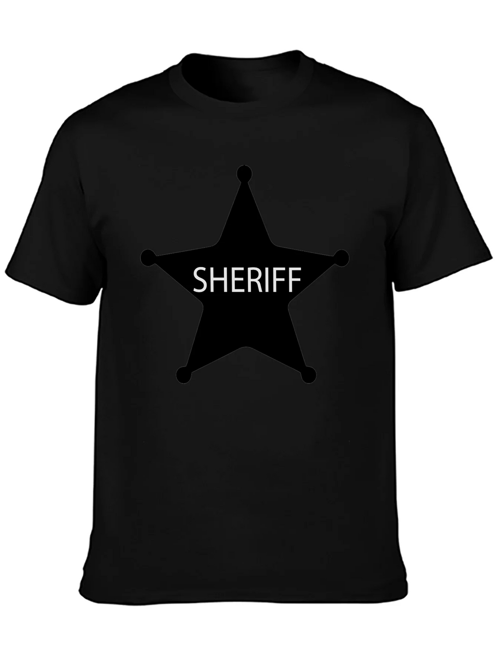Sheriff Star Graphic Tee - Black Cotton T-Shirt