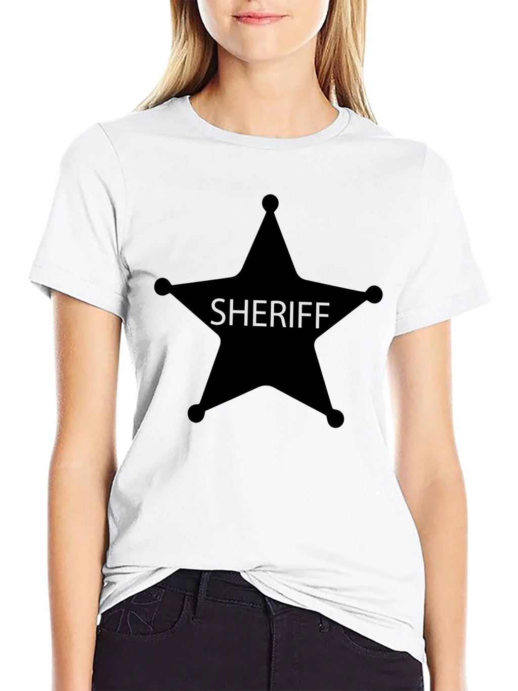 Sheriff Star Graphic Tee - Black Cotton T-Shirt