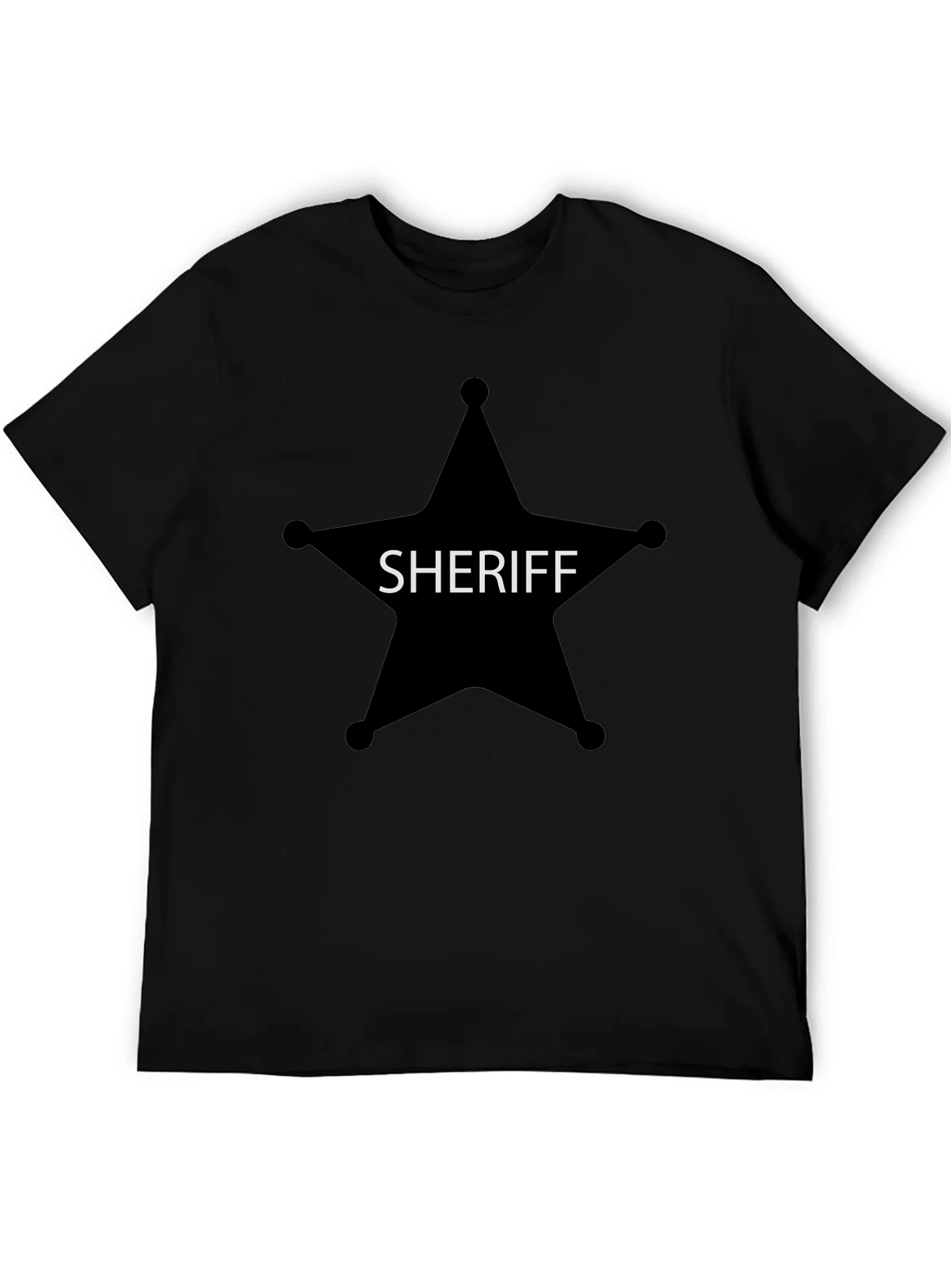 Sheriff Star Graphic Tee - Black Cotton T-Shirt