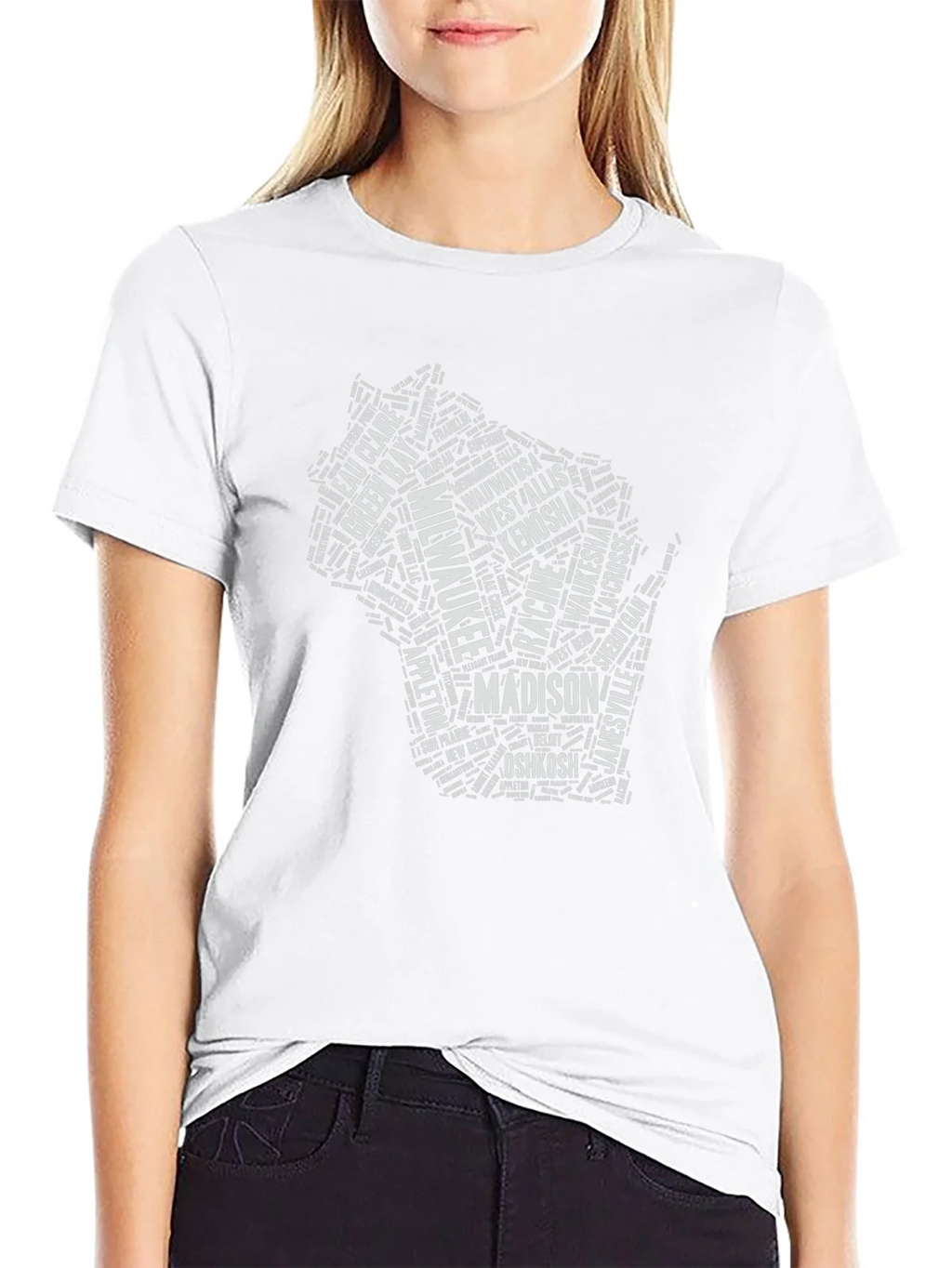 Wisconsin Cities Black T-Shirt