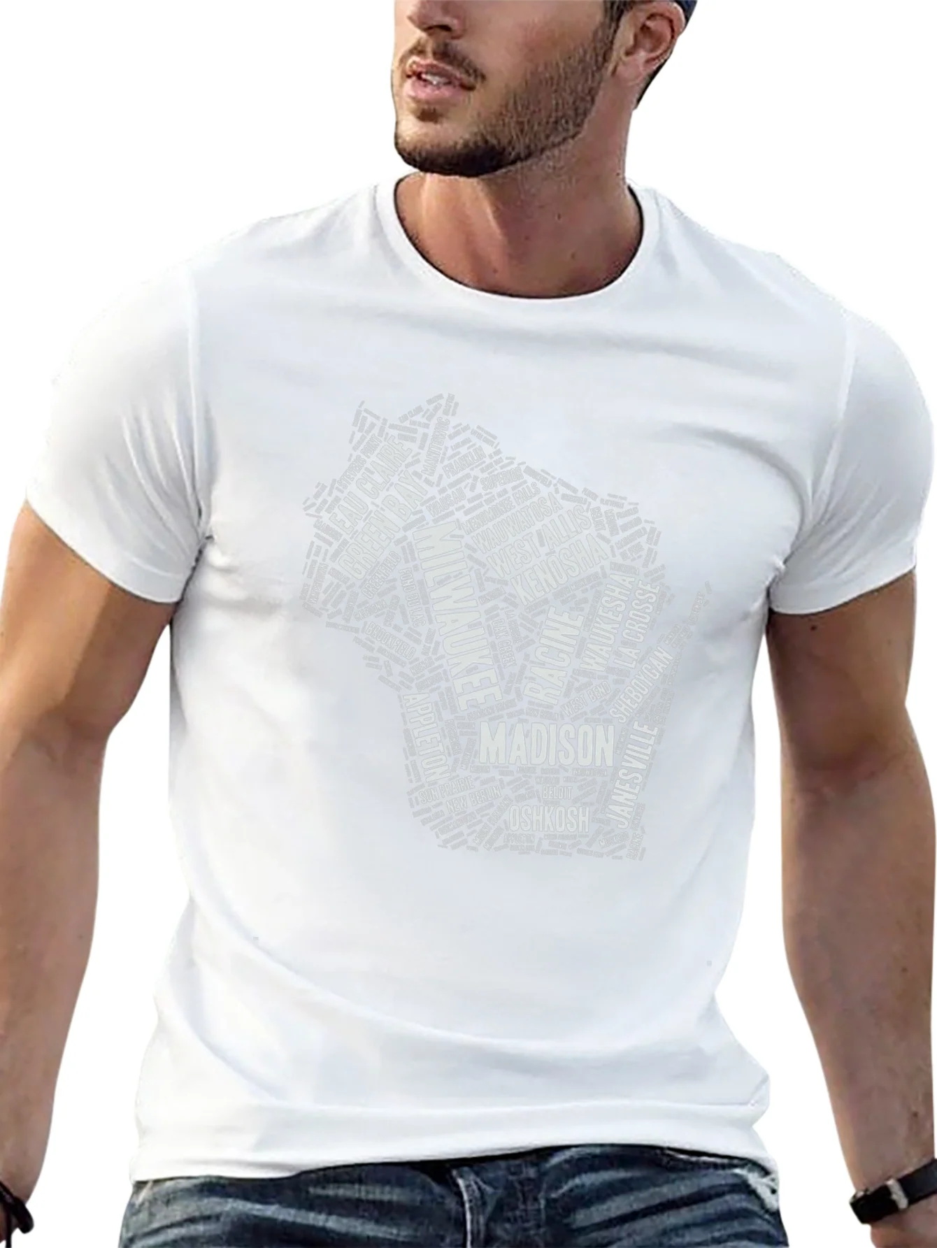 Wisconsin Cities Black T-Shirt