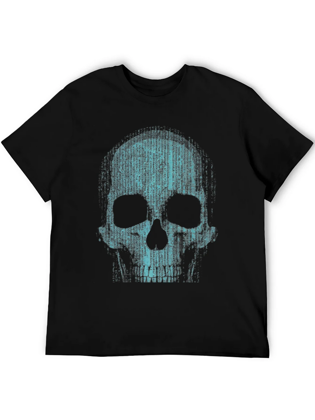 Binary Code Skull Graphic T-Shirt - Cyberpunk Style