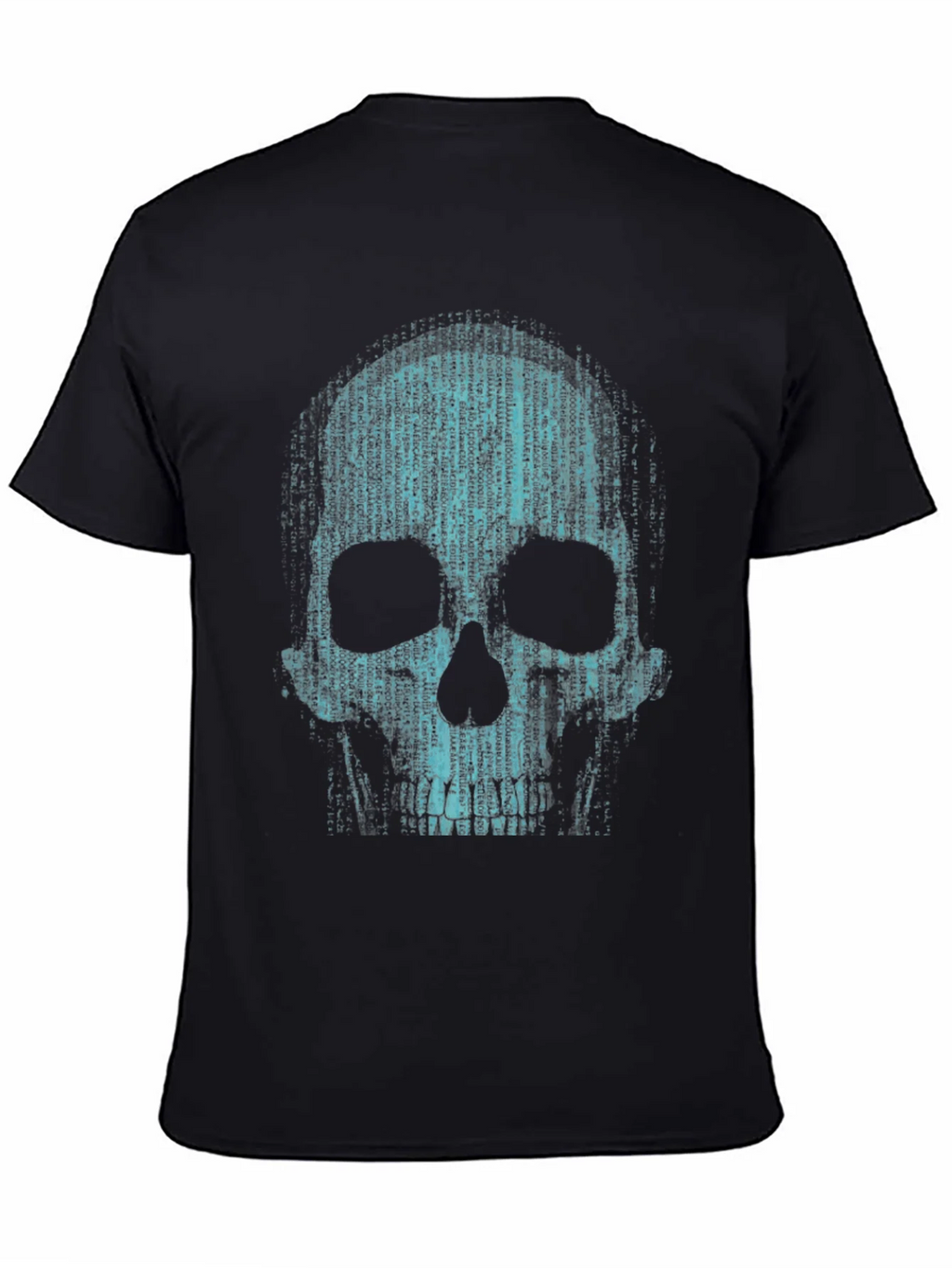 Binary Code Skull Graphic T-Shirt - Cyberpunk Style
