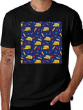 School Days T-Shirt: Bus Apple & Ruler Pattern