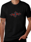 Fractal Art Tee - Red & Blue Design