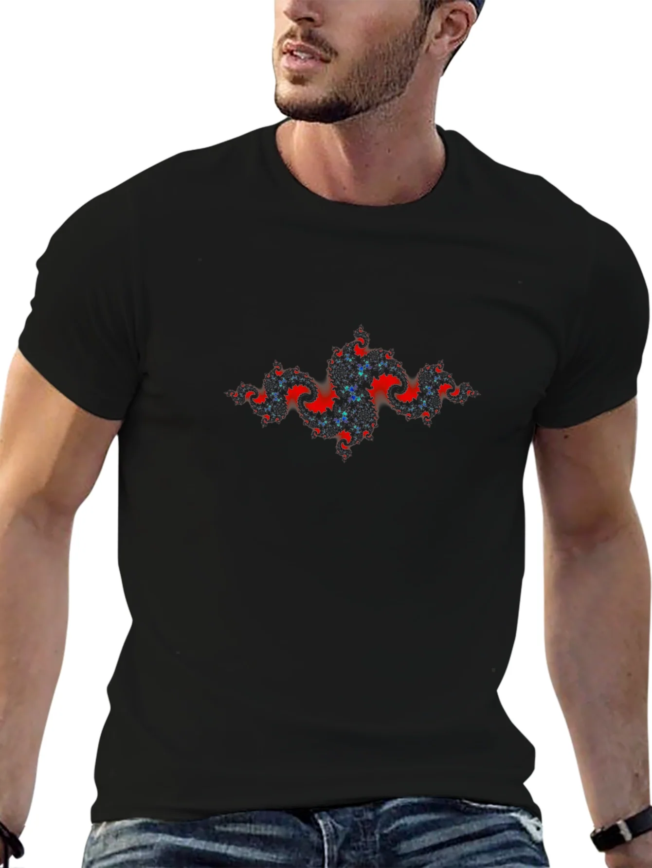 Fractal Art Tee - Red & Blue Design