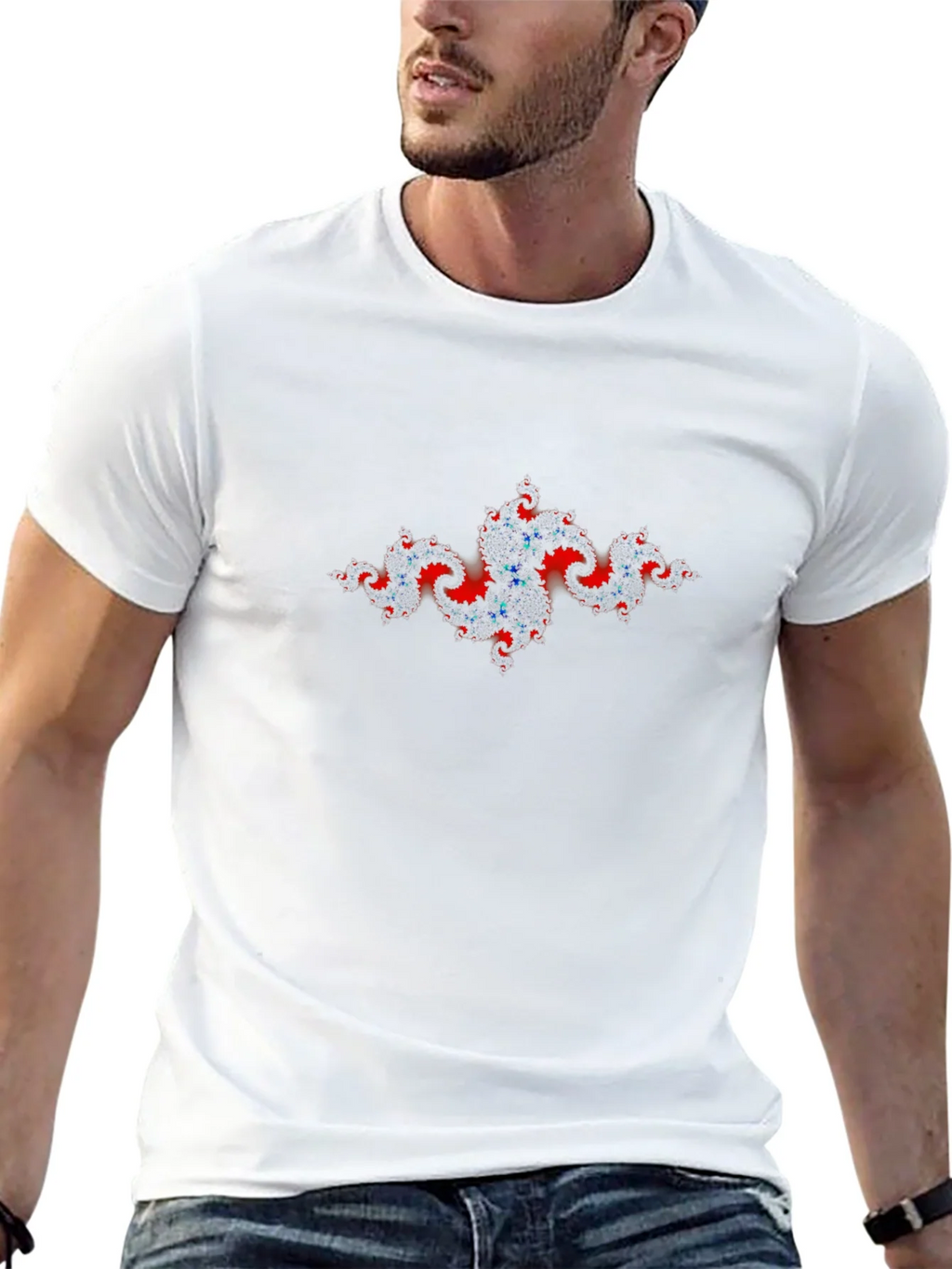 Fractal Art Tee - Red & Blue Design