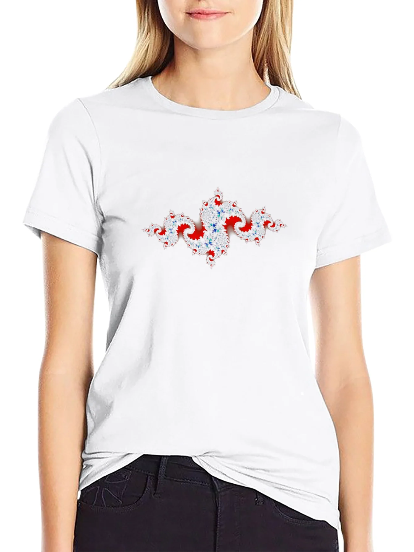 Fractal Art Tee - Red & Blue Design