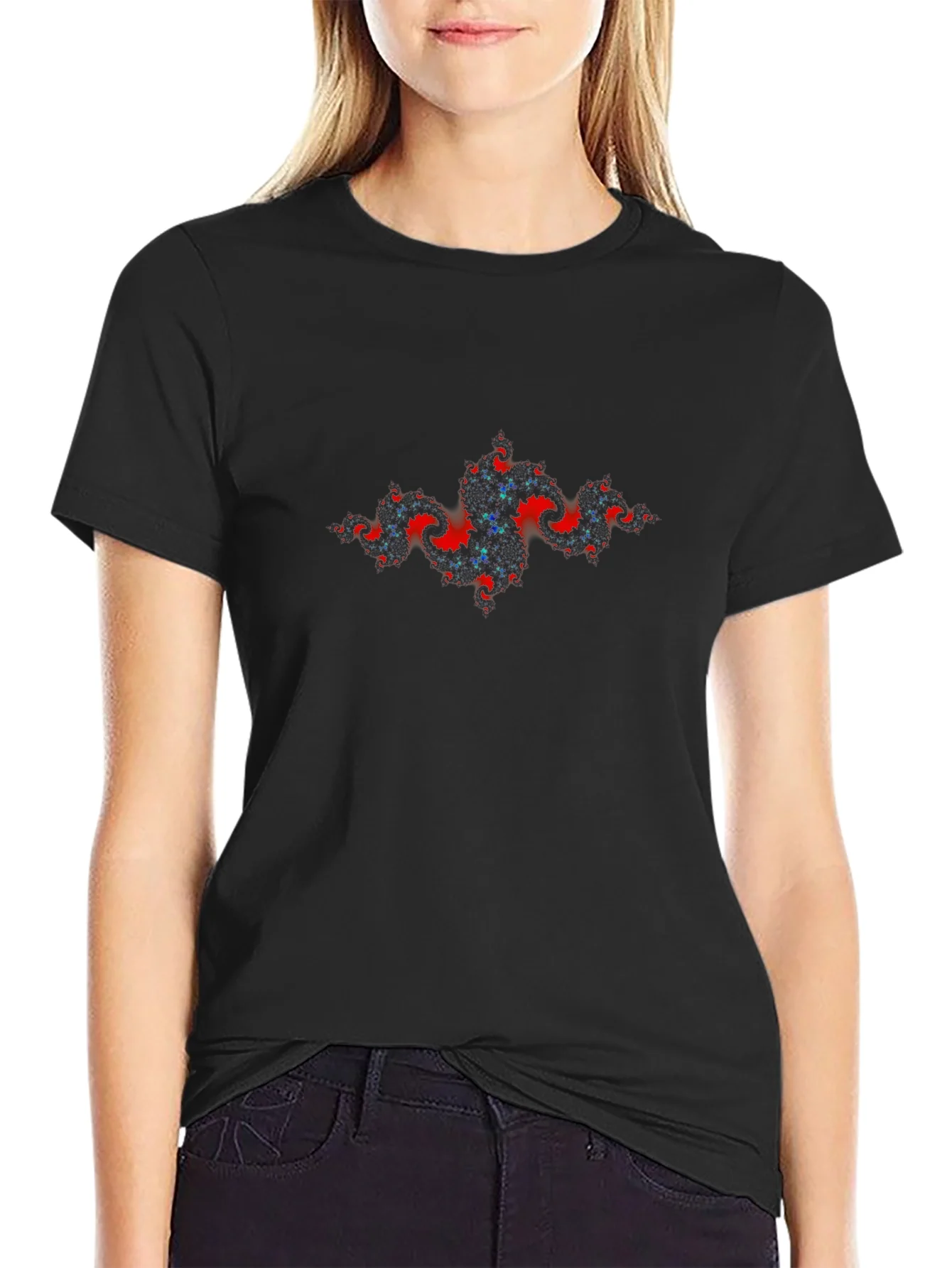 Fractal Art Tee - Red & Blue Design