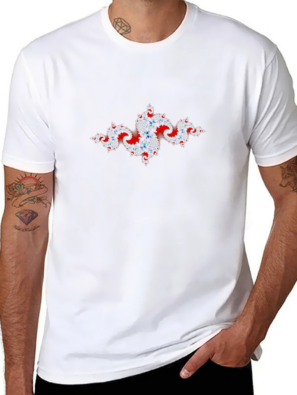 Fractal Art Tee - Red & Blue Design