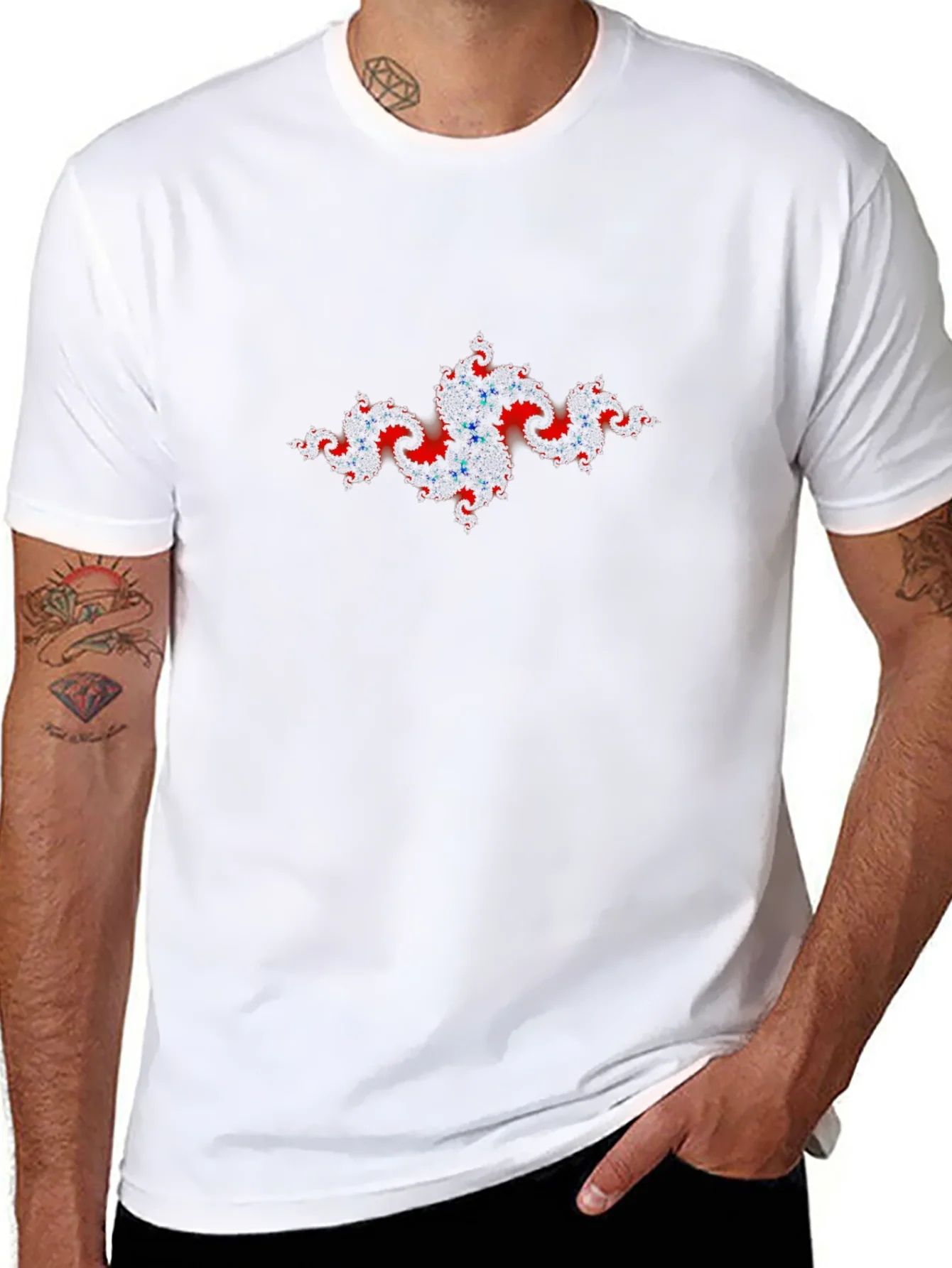 Fractal Art Tee - Red & Blue Design
