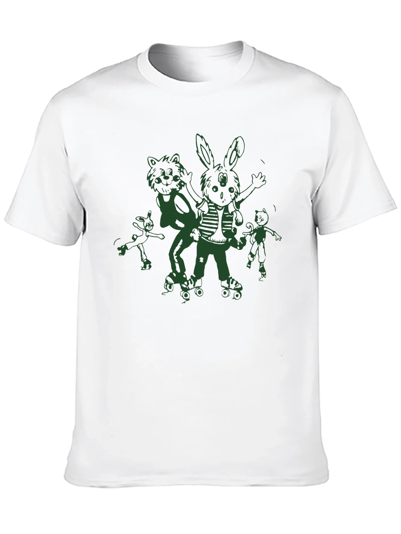 Fun Cartoon Roller Skate Black T-Shirt