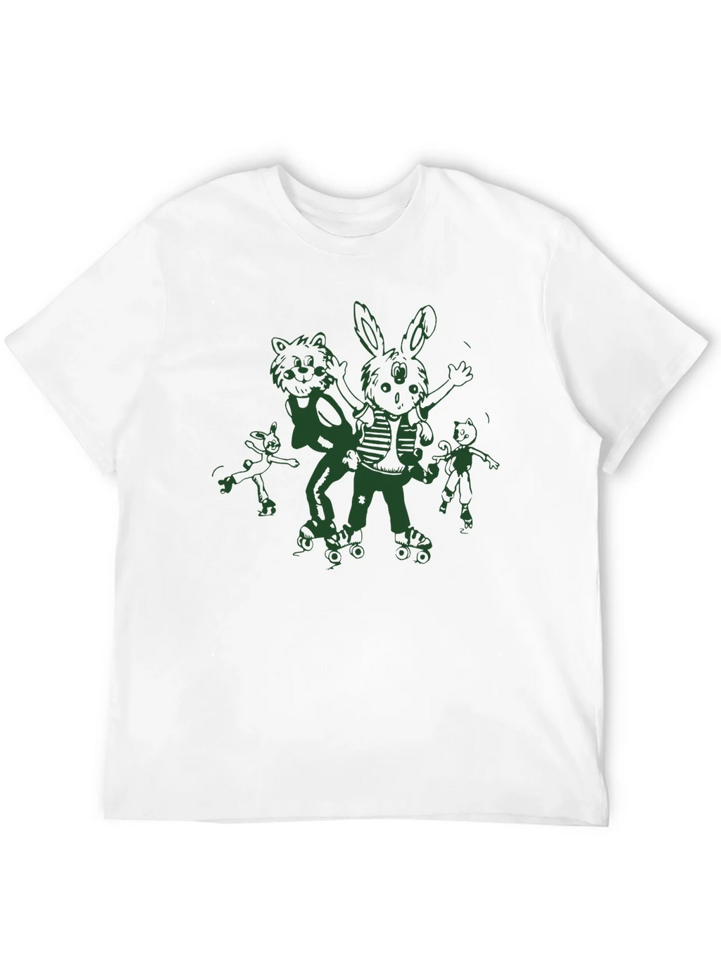 Fun Cartoon Roller Skate Black T-Shirt