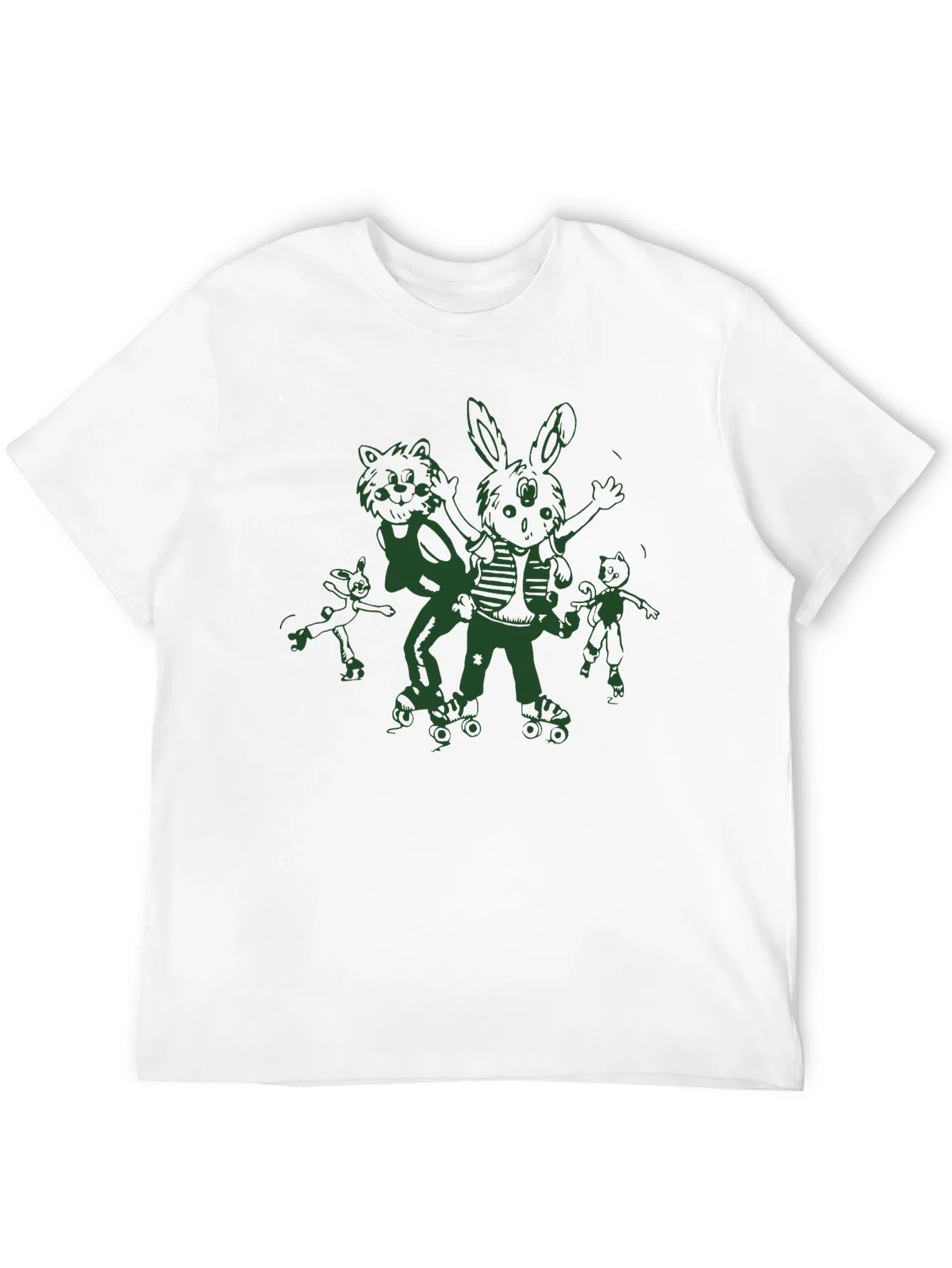 Fun Cartoon Roller Skate Black T-Shirt