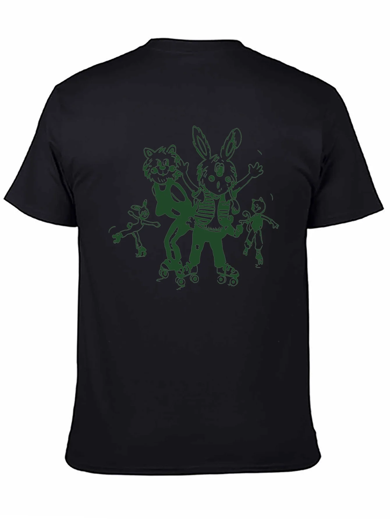 Fun Cartoon Roller Skate Black T-Shirt