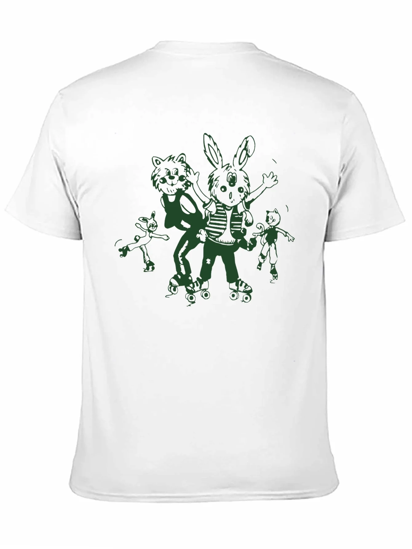 Fun Cartoon Roller Skate Black T-Shirt