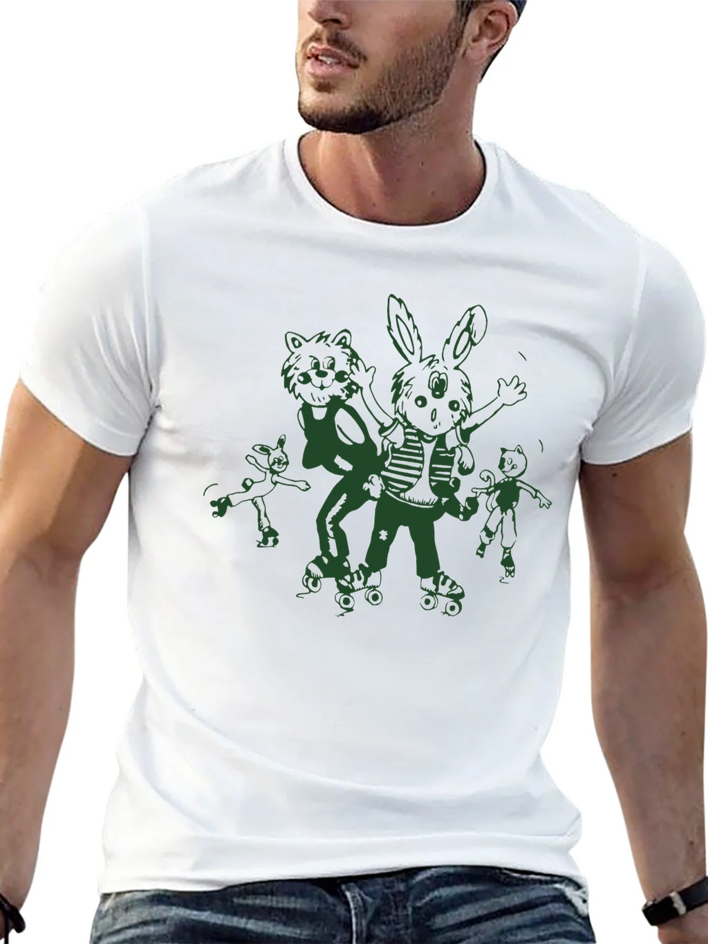 Fun Cartoon Roller Skate Black T-Shirt