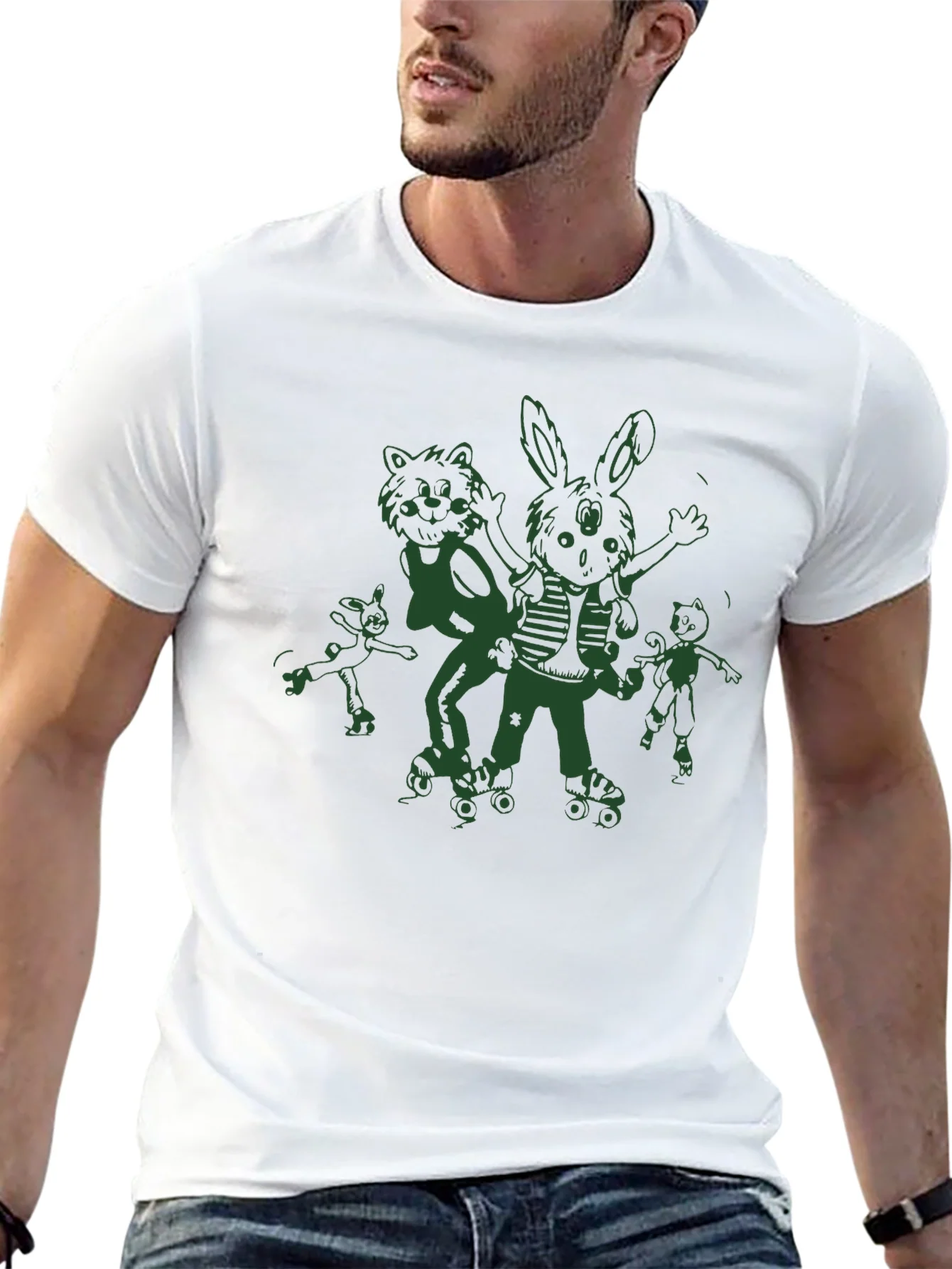 Fun Cartoon Roller Skate Black T-Shirt