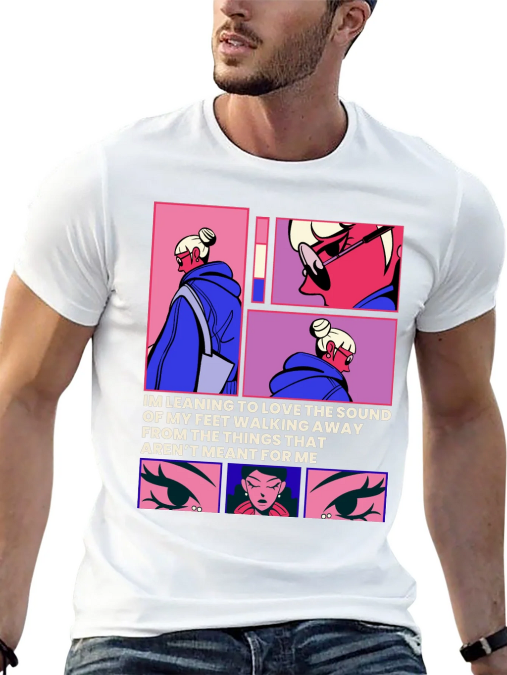 Trendy Anime Graphic Tee: Walking Away