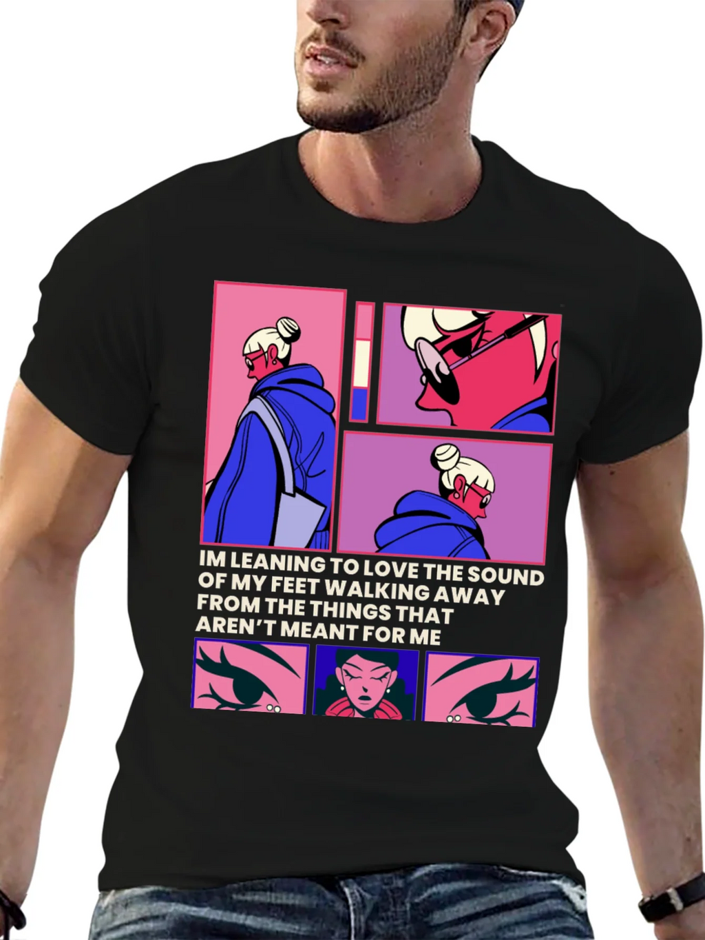Trendy Anime Graphic Tee: Walking Away