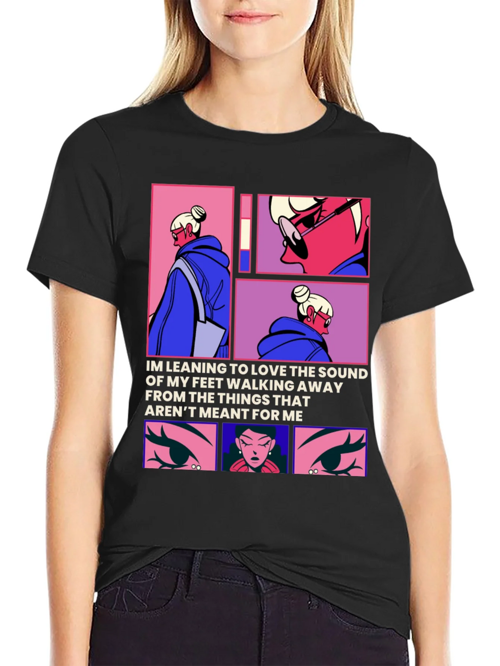 Trendy Anime Graphic Tee: Walking Away