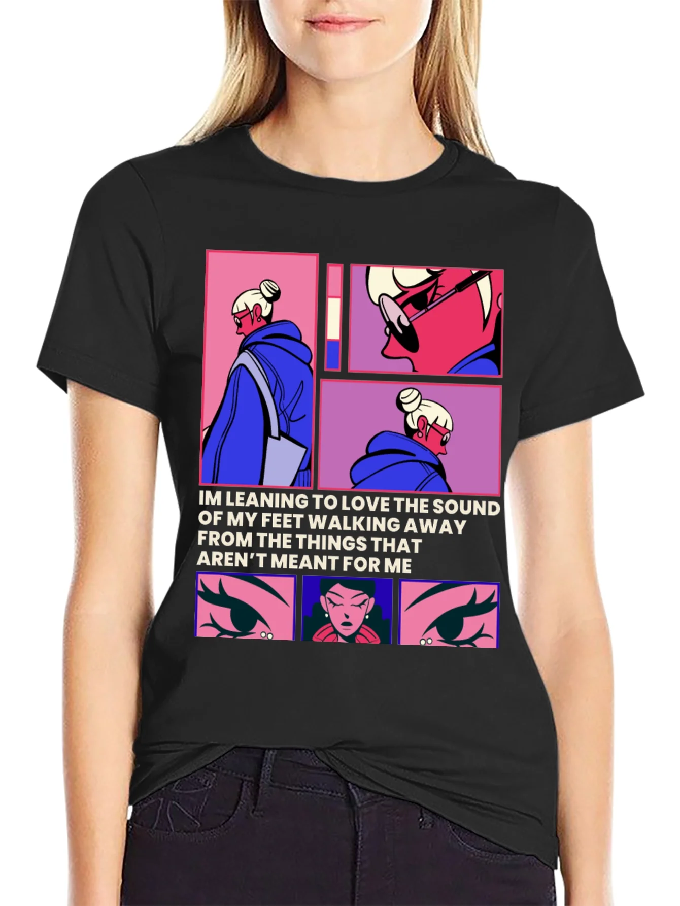 Trendy Anime Graphic Tee: Walking Away